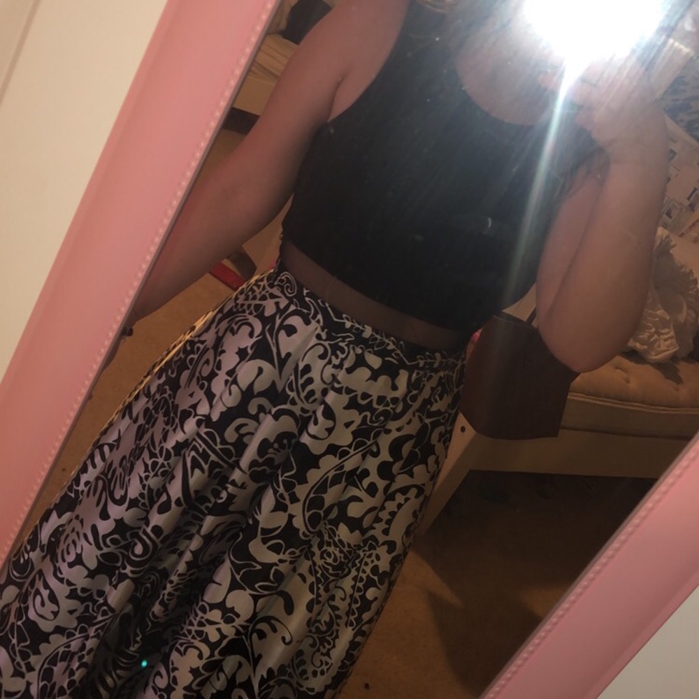 black & white prom dress